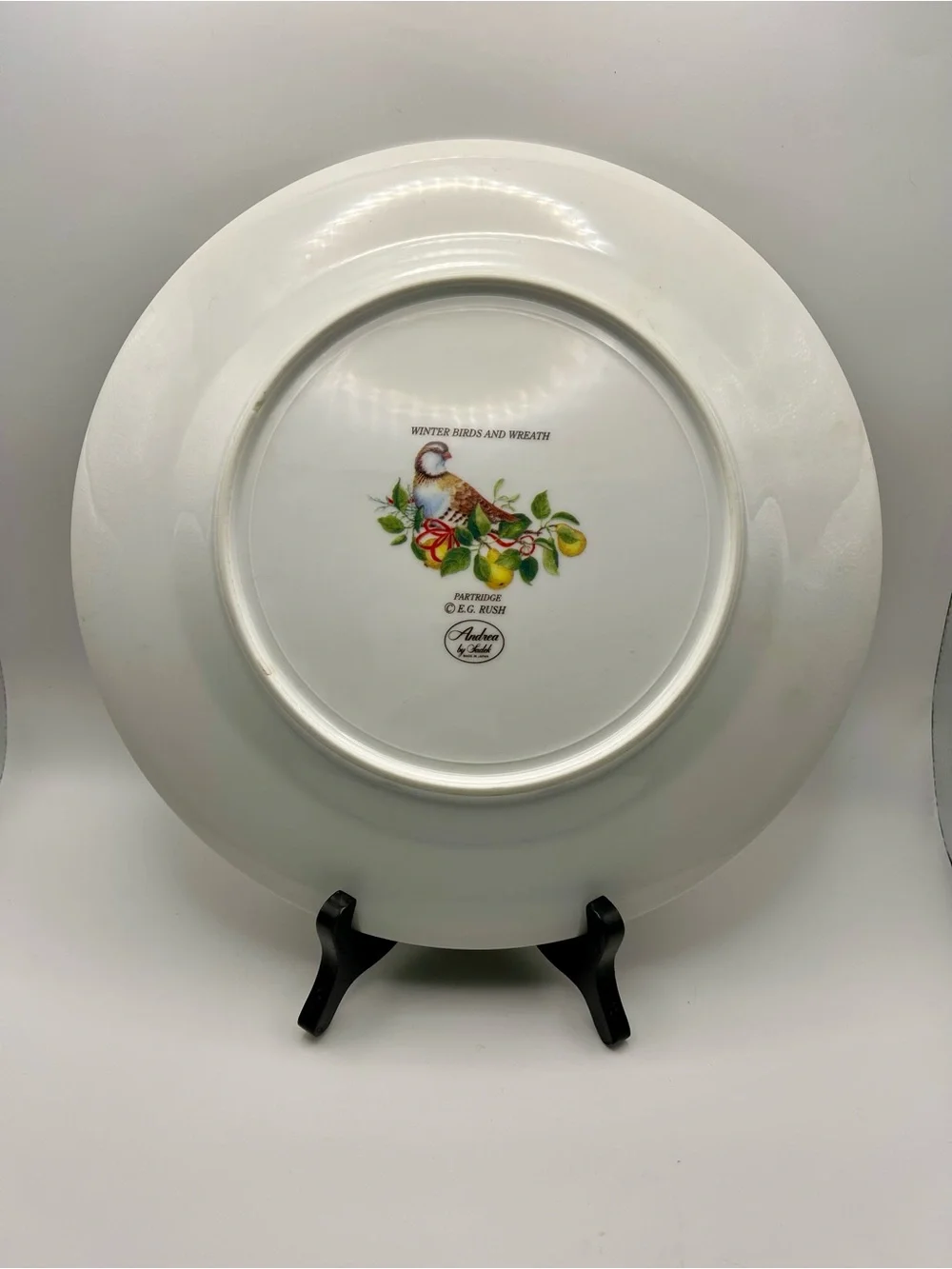 Andrea By Sadek Winter Birds & Wreath Partridge Plate 10.5” Japan